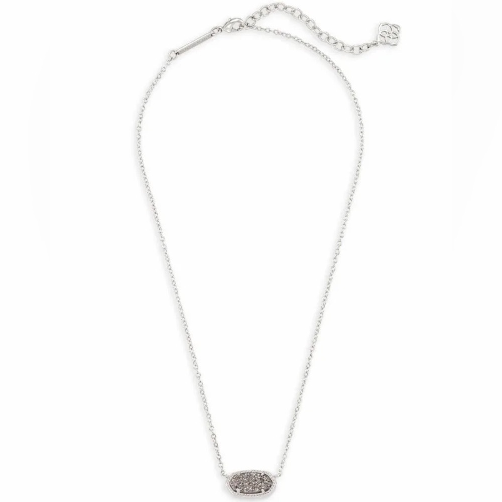 Kendra Scott Platinum Drusy Elisa Necklace in rhodium